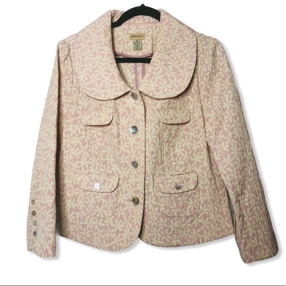 Cream Jacquard Short Jacket Blazer Size 